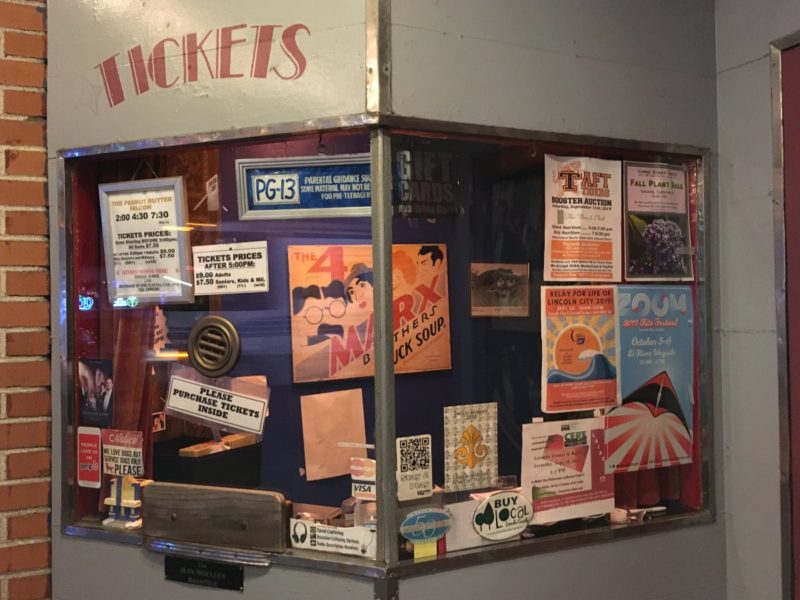 The ticket booth of The Bijou Theatre in Lincoln City, Oregon